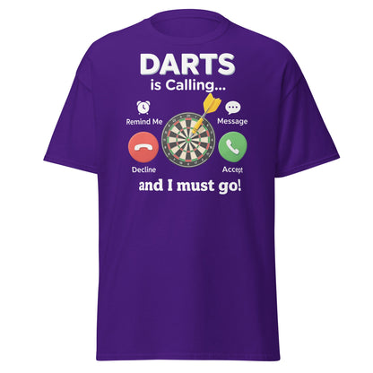 Darts Is Calling T-Shirt - Funny Dart Player Gift Tee - Purple - T-Shirts Online