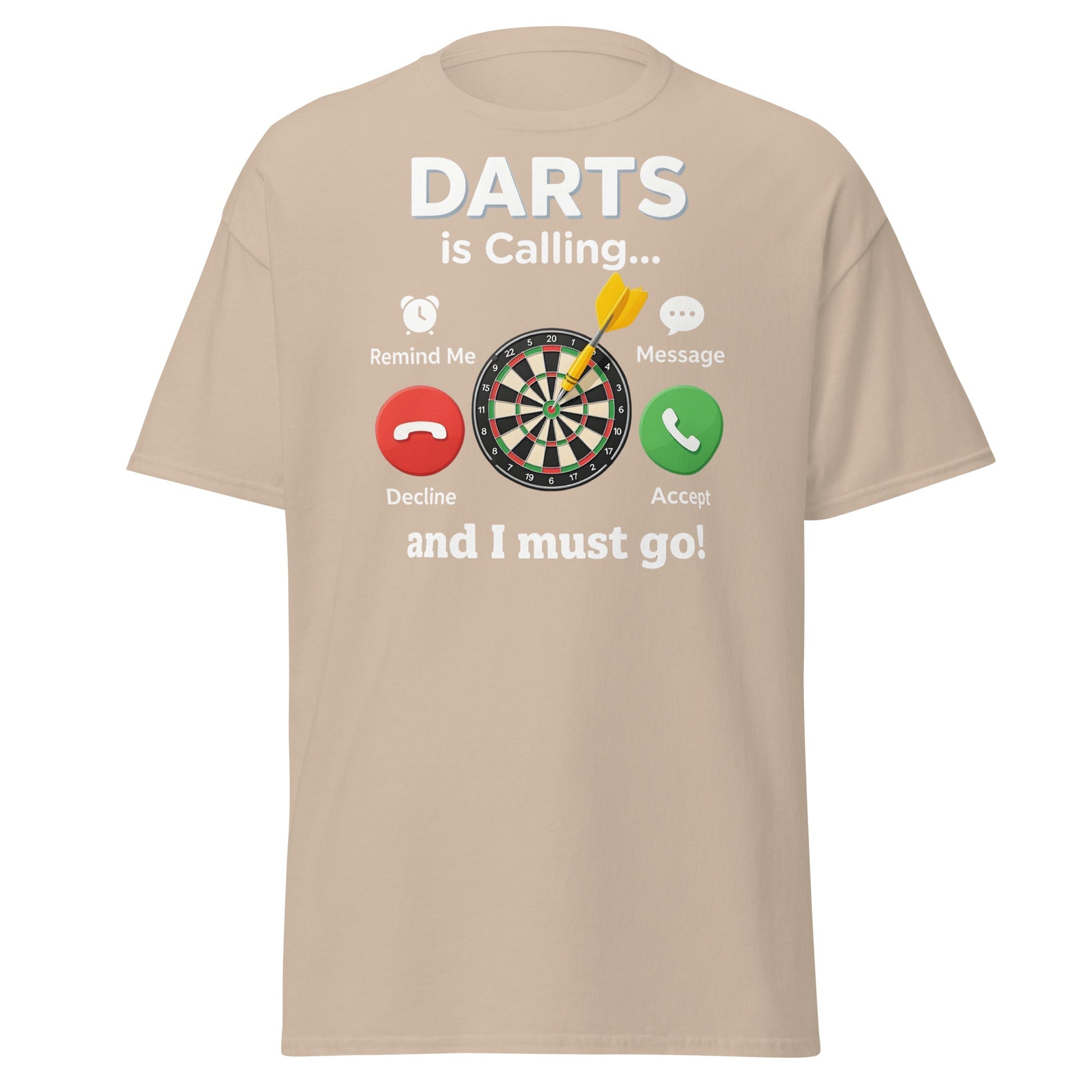 Darts Is Calling T-Shirt - Funny Dart Player Gift Tee - Sand - T-Shirts Online