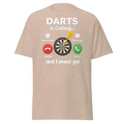 Darts Is Calling T-Shirt - Funny Dart Player Gift Tee - Sand - T-Shirts Online