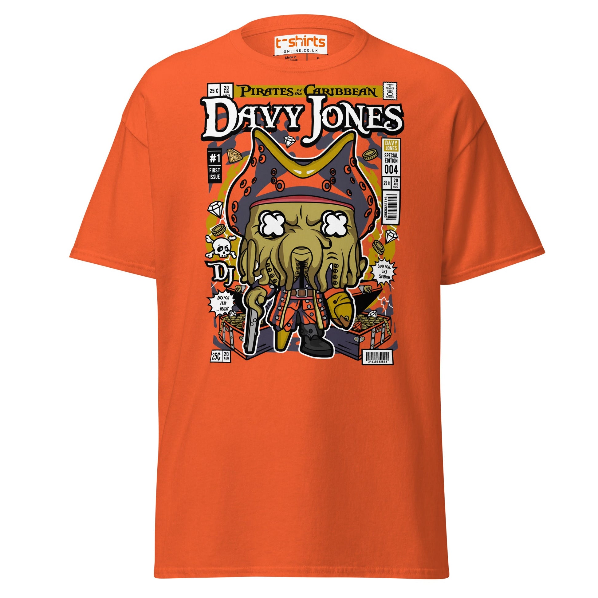Davy Jones Pirates Funko Style T-Shirt - Orange - T-Shirts Online