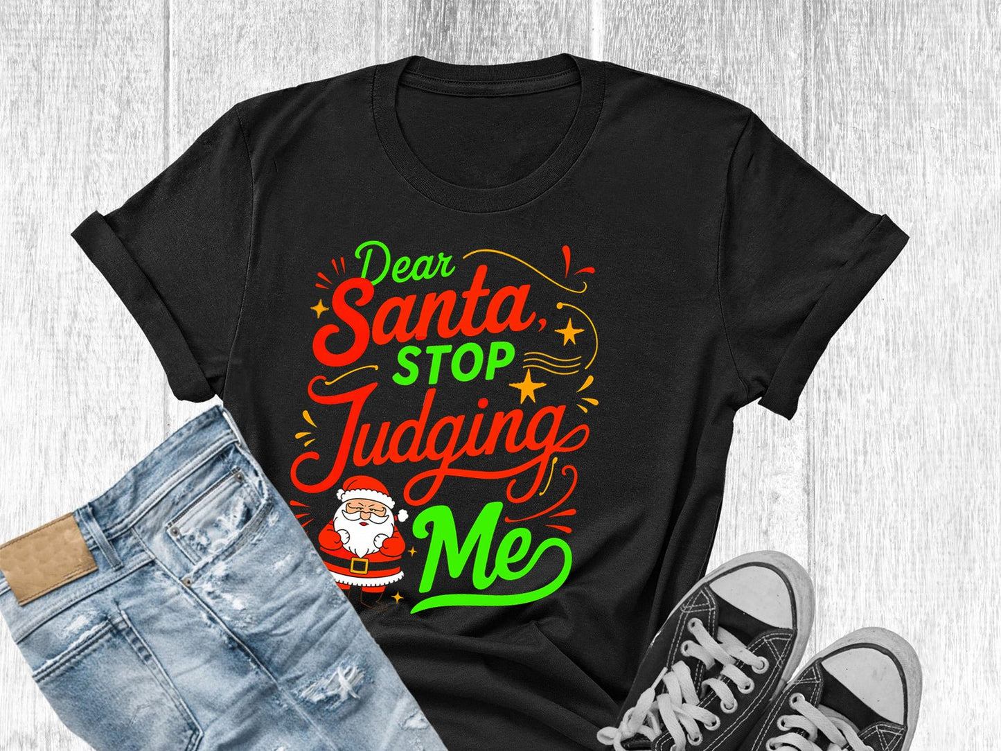 Dear Santa | Christmas T-Shirt - Black - T-Shirts Online