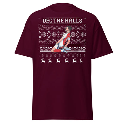 Dec The Halls T-Shirt – Christmas Football Celebration - Maroon - T-Shirts Online