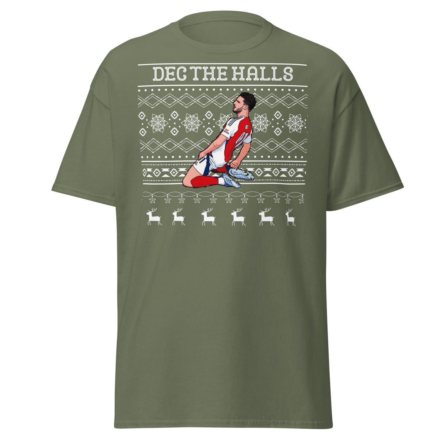 Dec The Halls T-Shirt – Christmas Football Celebration - Military Green - T-Shirts Online