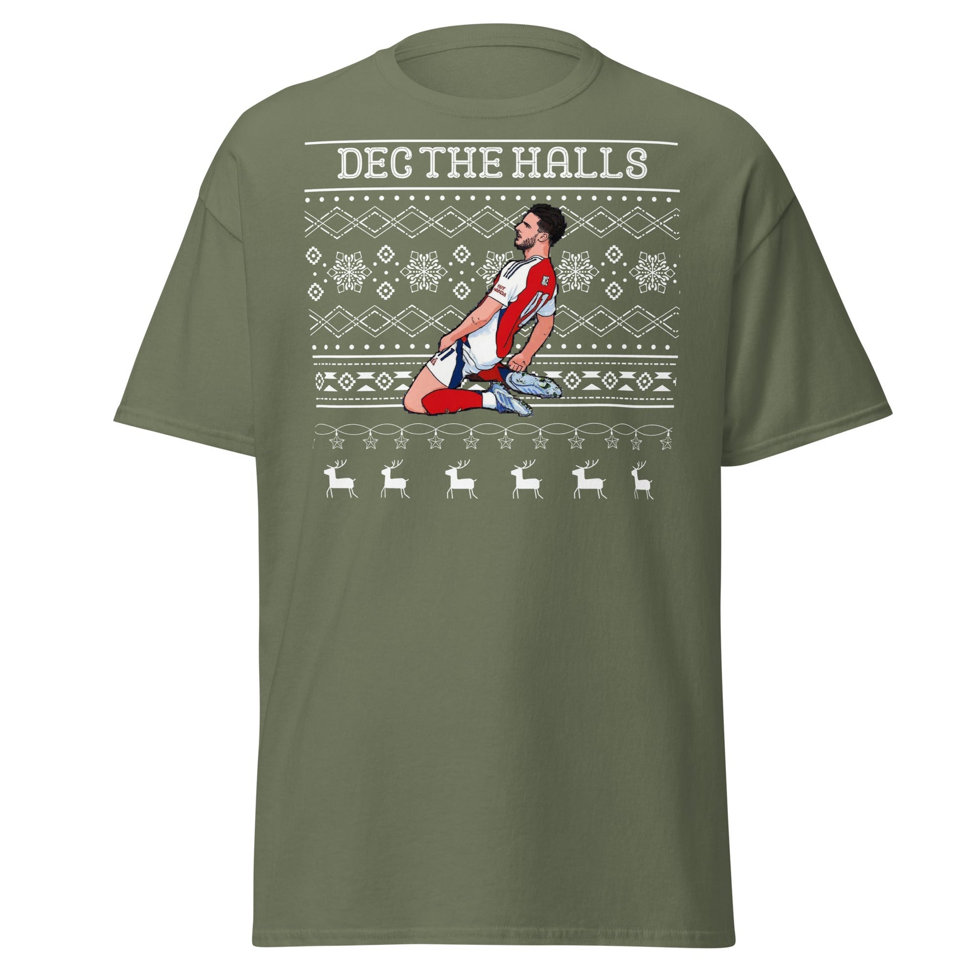 Dec The Halls T-Shirt – Christmas Football Celebration - Military Green - T-Shirts Online
