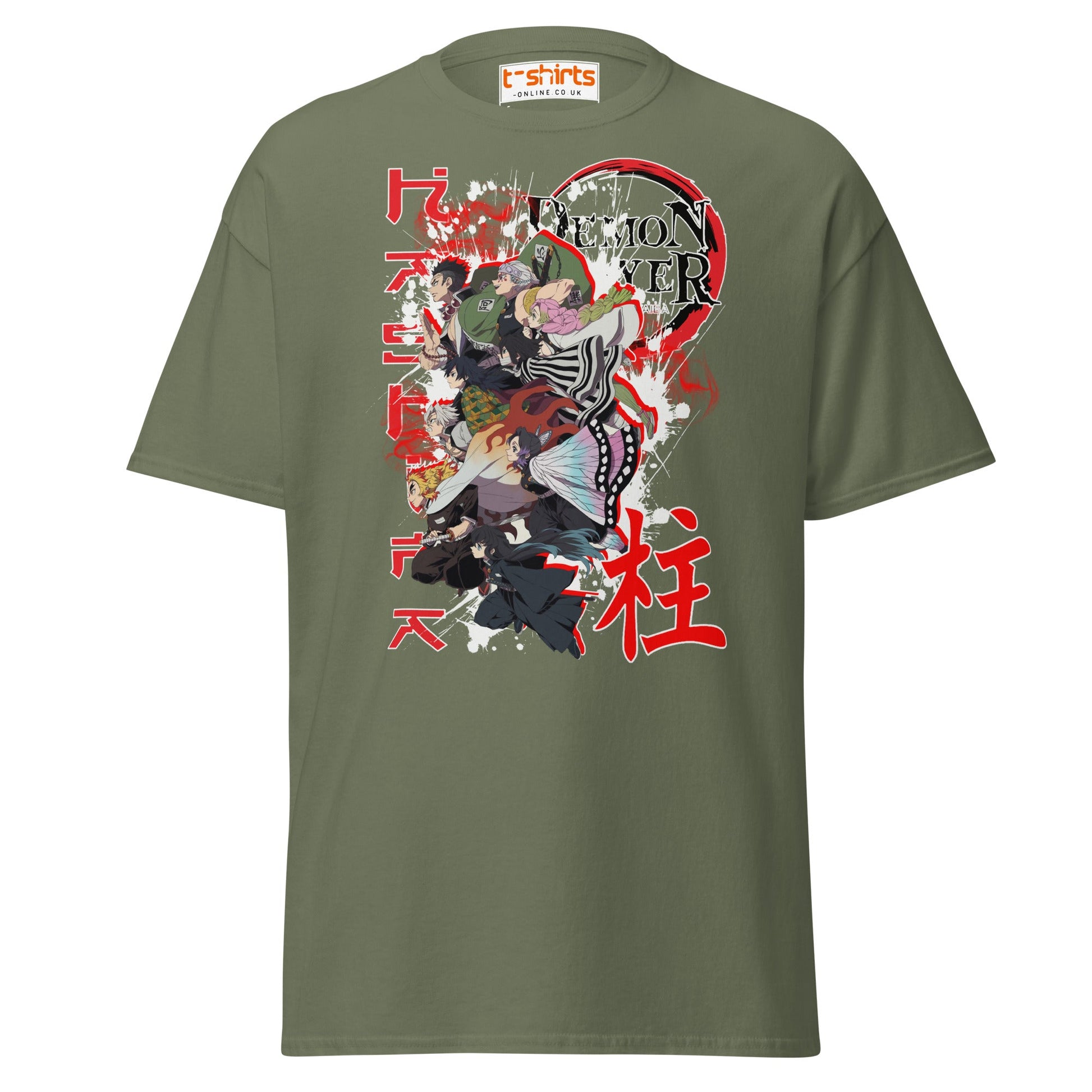 Demon Slayer Hashira Anime Graphic T-Shirt - Military Green - T-Shirts Online