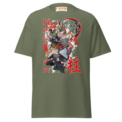 Demon Slayer Hashira Anime Graphic T-Shirt - Military Green - T-Shirts Online