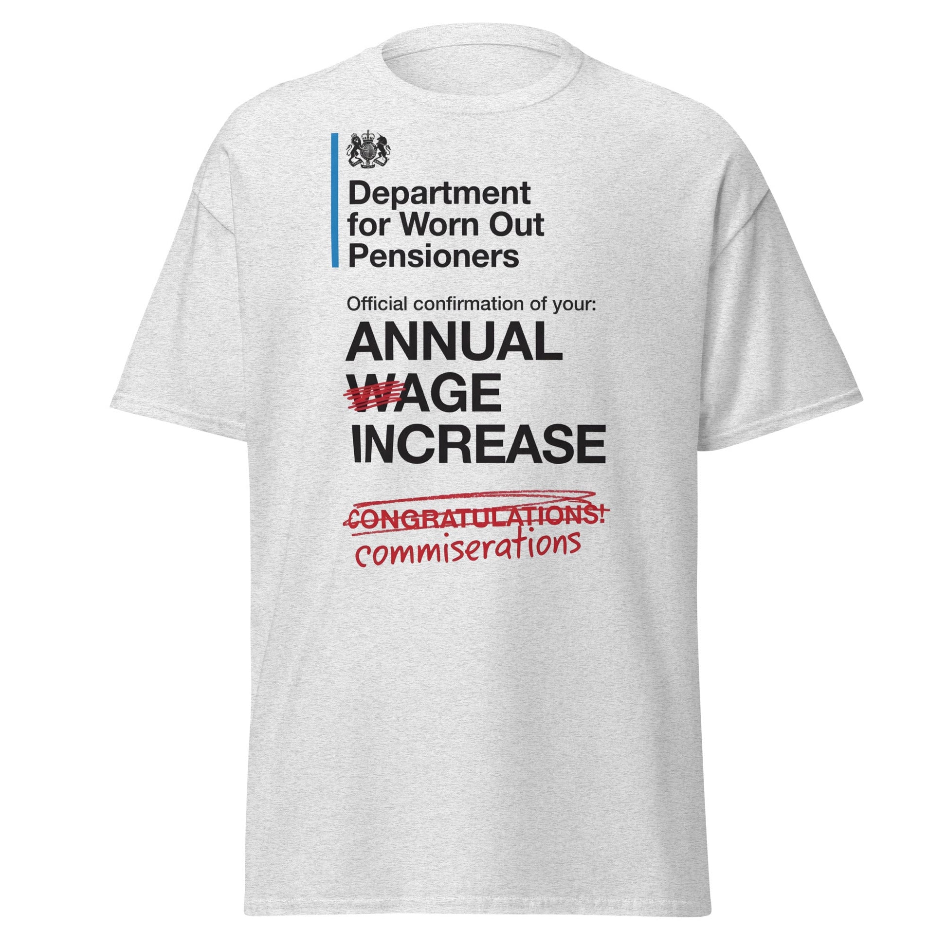 Department for Worn Out Pensioners Funny T-Shirt - Ash - T-Shirts Online