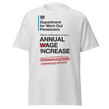 Department for Worn Out Pensioners Funny T-Shirt - Ash - T-Shirts Online