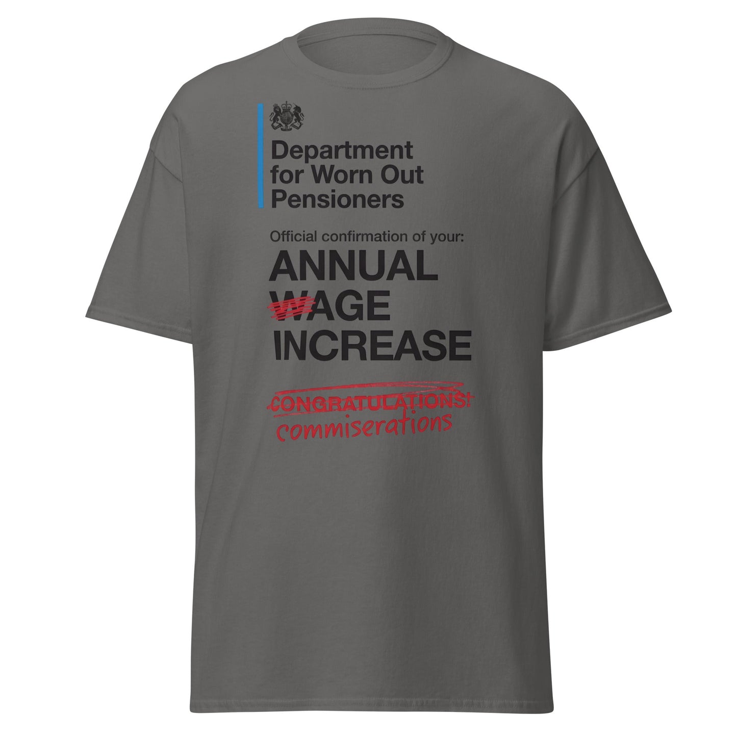 Department for Worn Out Pensioners Funny T-Shirt - Charcoal - T-Shirts Online