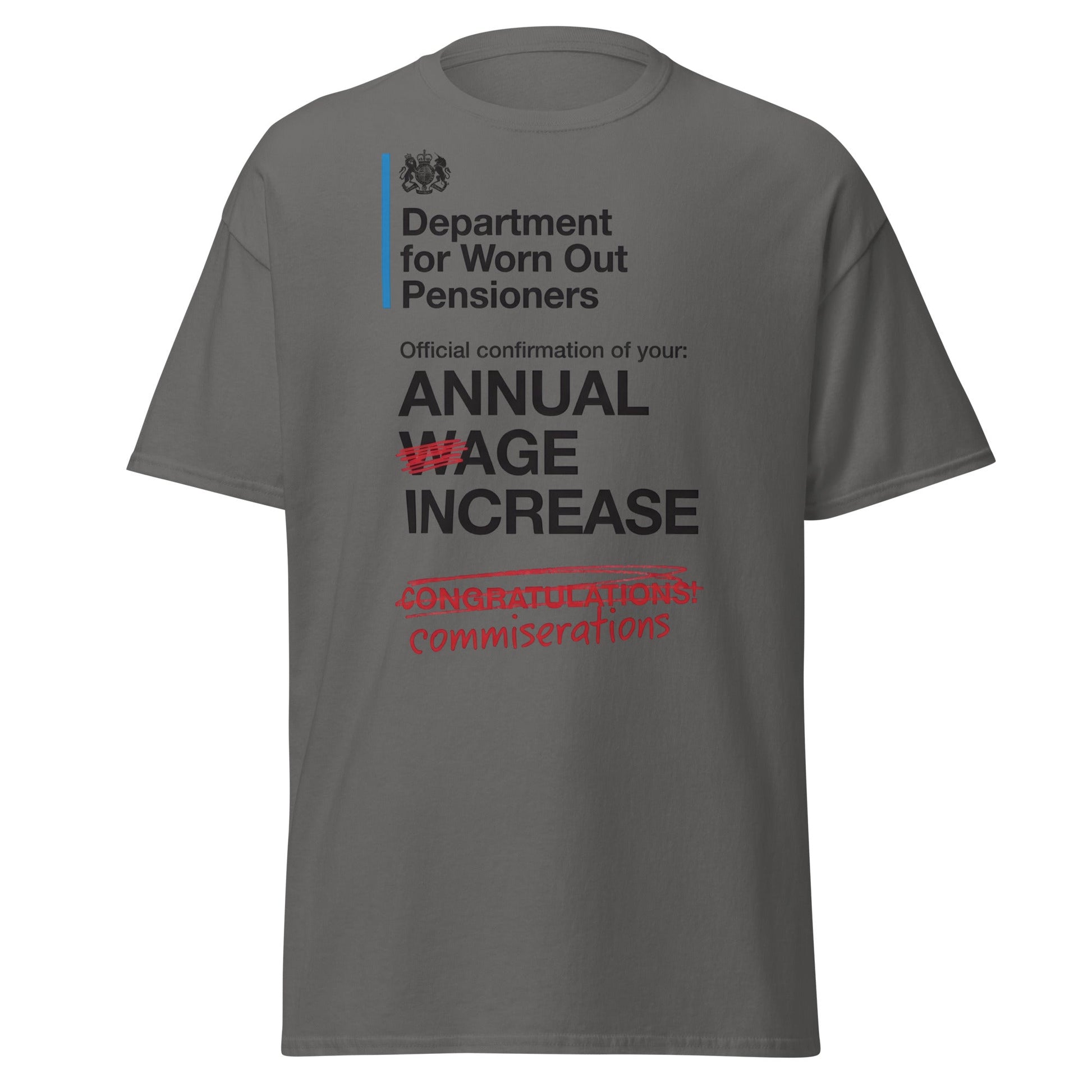 Department for Worn Out Pensioners Funny T-Shirt - Charcoal - T-Shirts Online