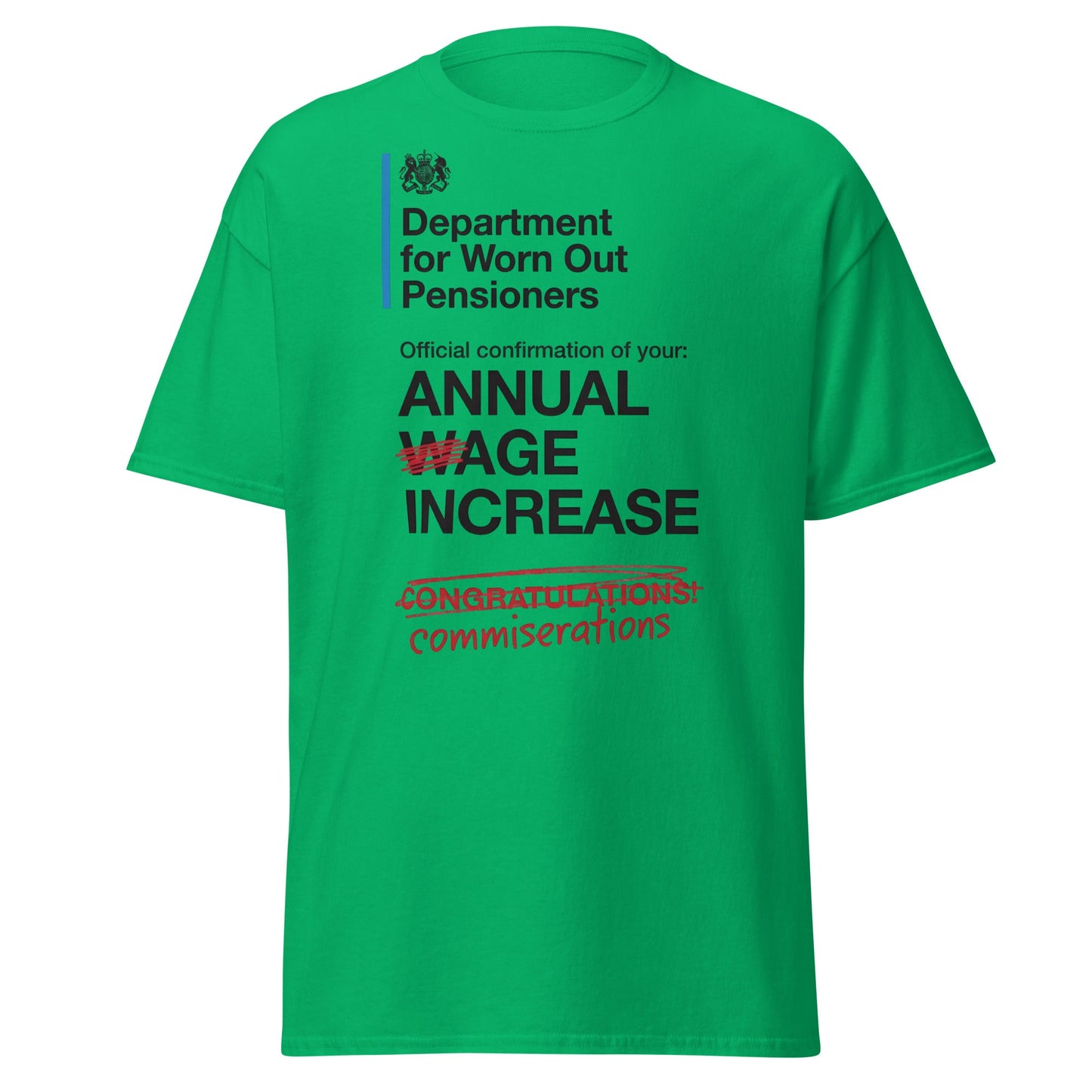 Department for Worn Out Pensioners Funny T-Shirt - Irish Green - T-Shirts Online
