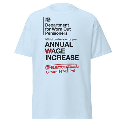 Department for Worn Out Pensioners Funny T-Shirt - Light Blue - T-Shirts Online