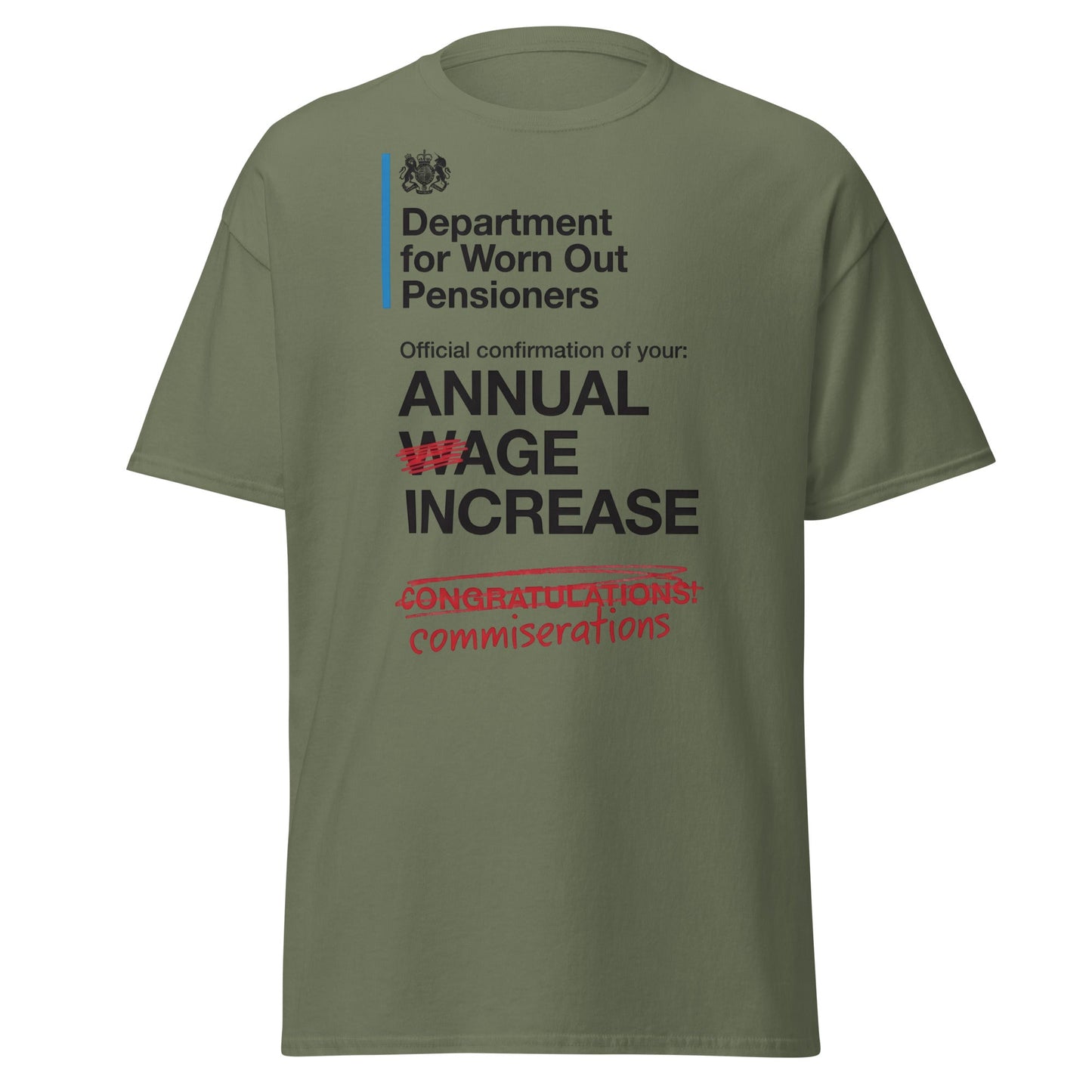 Department for Worn Out Pensioners Funny T-Shirt - Military Green - T-Shirts Online