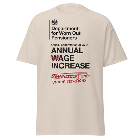Department for Worn Out Pensioners Funny T-Shirt - Natural - T-Shirts Online