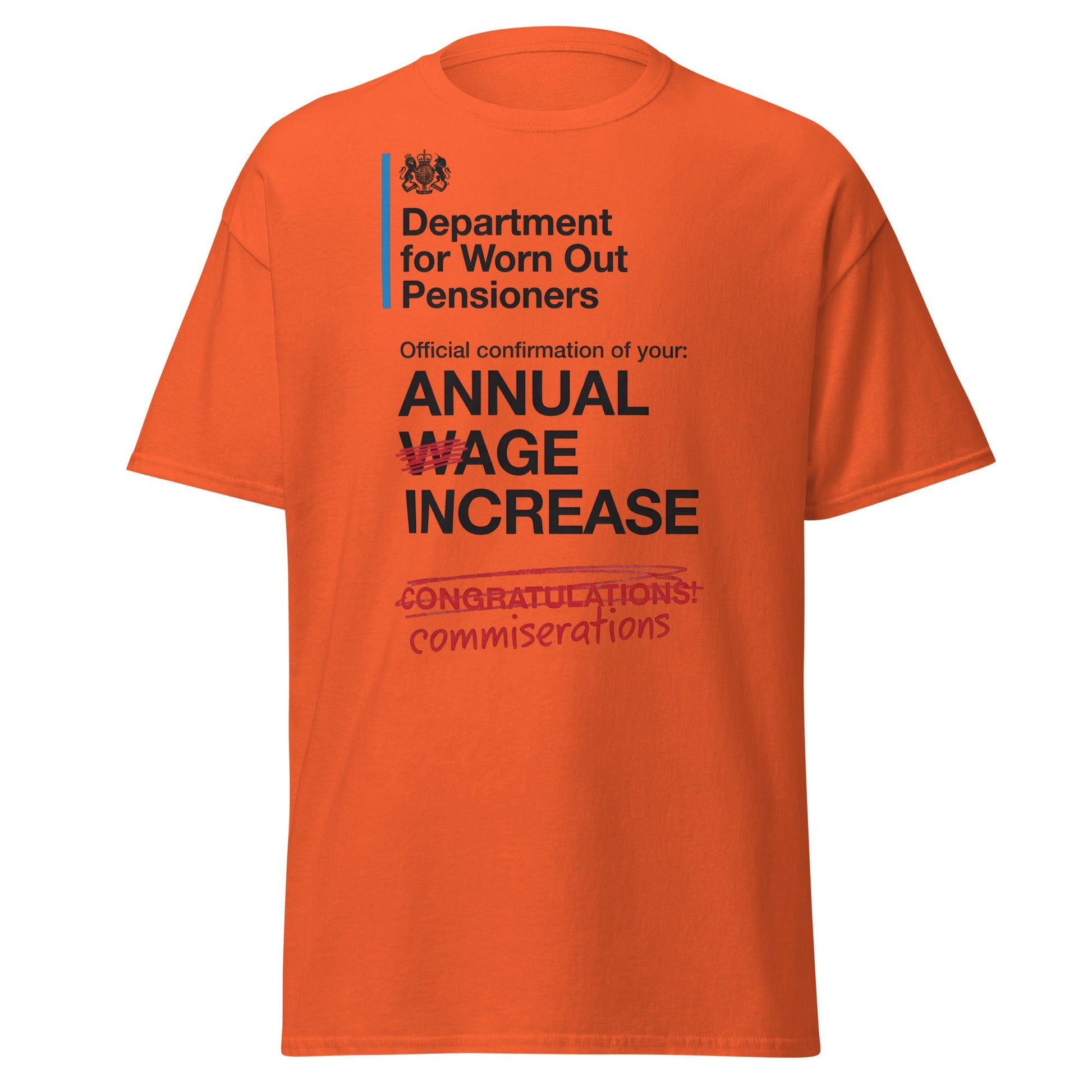 Department for Worn Out Pensioners Funny T-Shirt - Orange - T-Shirts Online