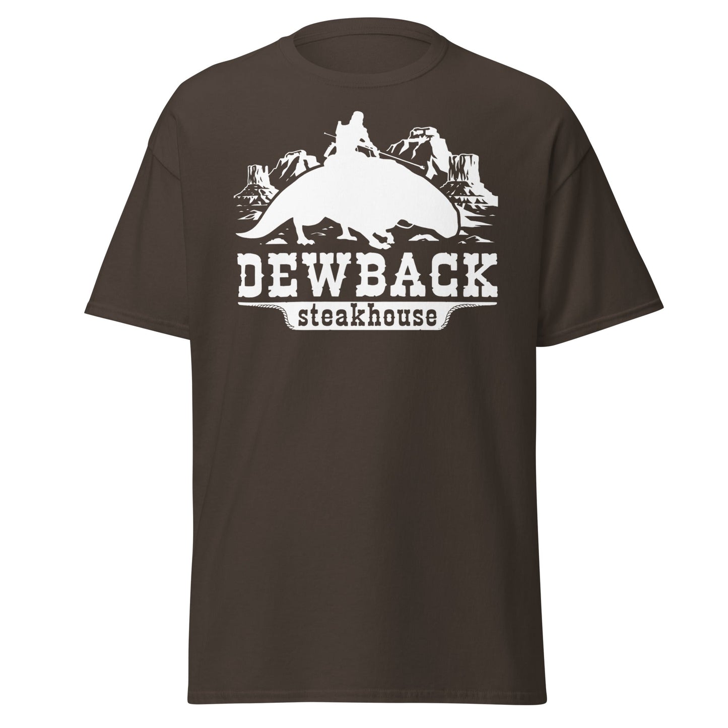 Dewback Steakhouse T-Shirt | Funny Galactic Western Tee - Dark Chocolate - T-Shirts Online