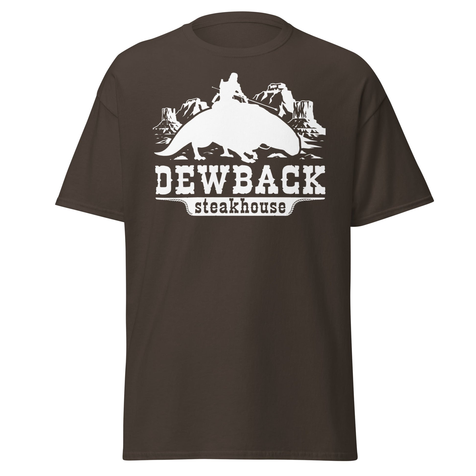 Dewback Steakhouse T-Shirt | Funny Galactic Western Tee - Dark Chocolate - T-Shirts Online