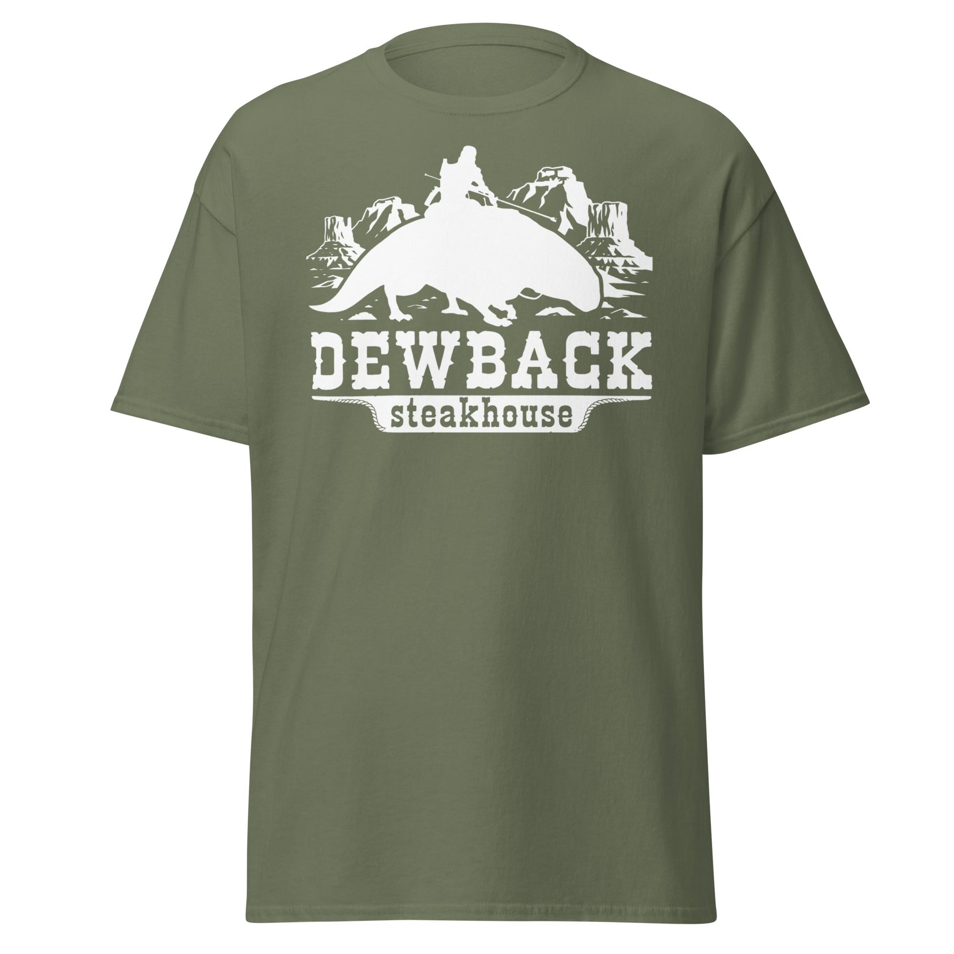 Dewback Steakhouse T-Shirt | Funny Galactic Western Tee - Military Green - T-Shirts Online