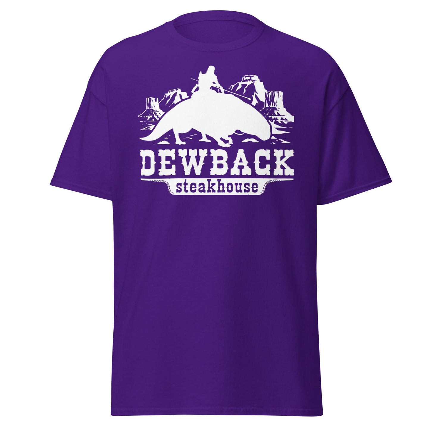 Dewback Steakhouse T-Shirt | Funny Galactic Western Tee - Purple - T-Shirts Online
