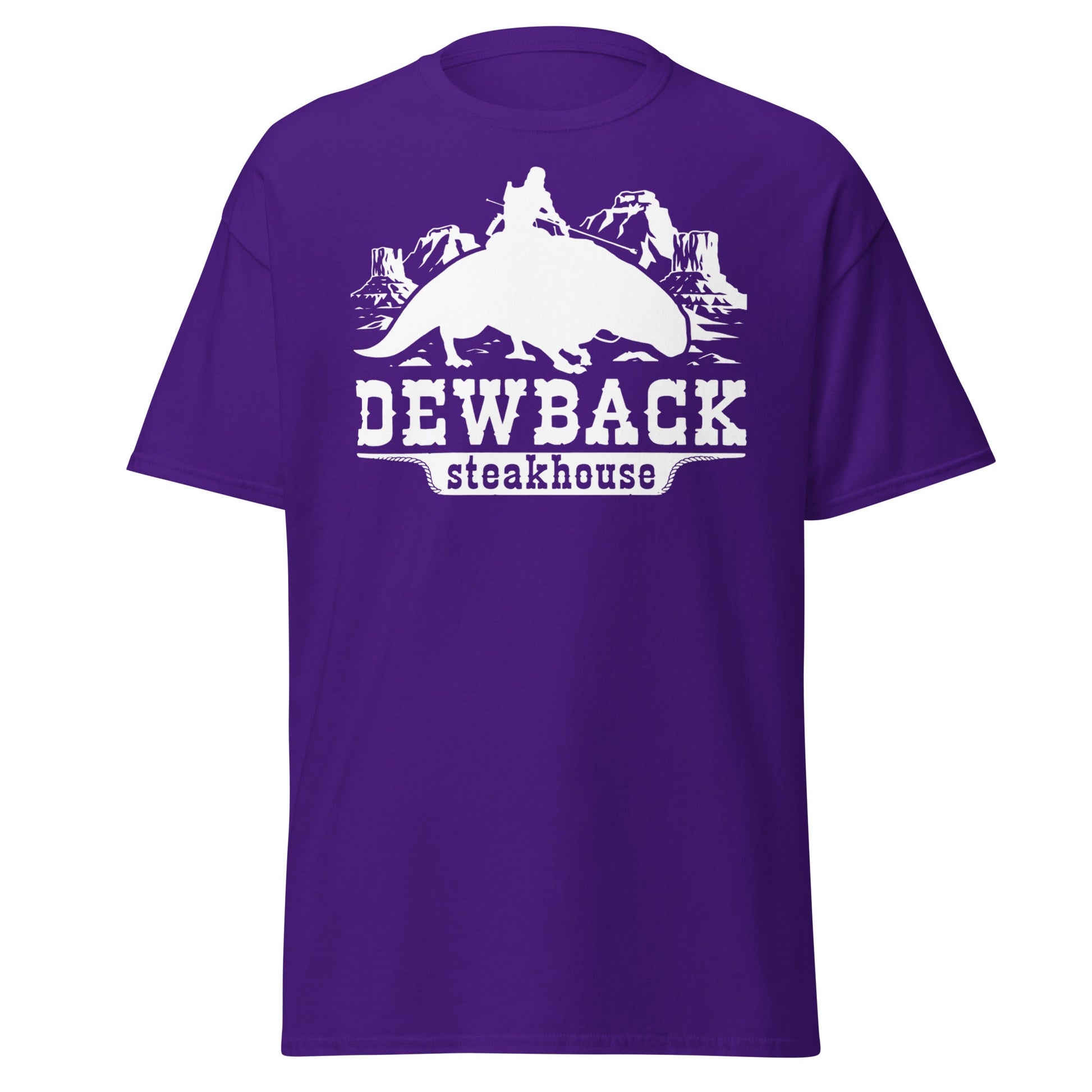 Dewback Steakhouse T-Shirt | Funny Galactic Western Tee - Purple - T-Shirts Online