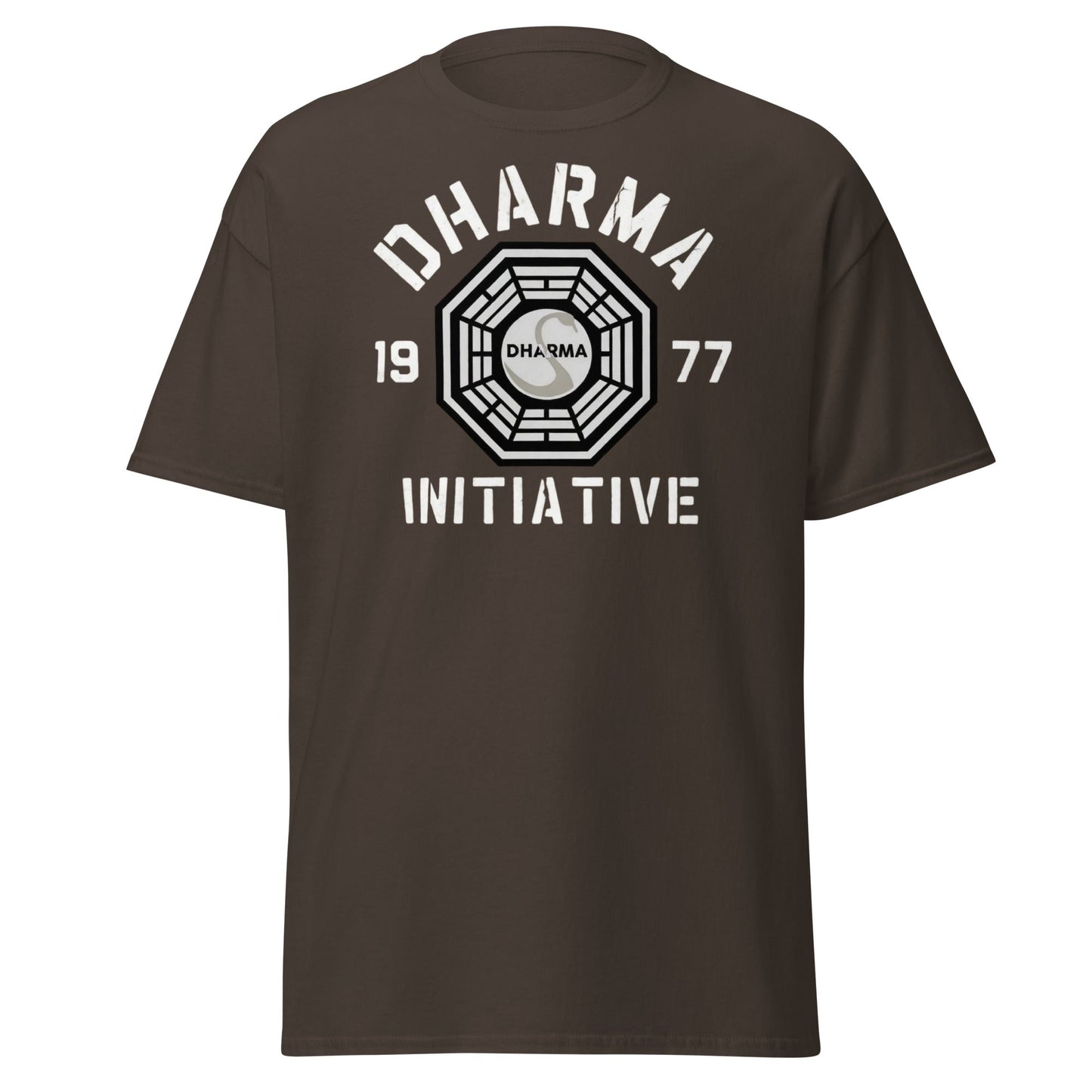 Dharma Initiative 1977 Swan Station T-Shirt | Lost TV Fan - Dark Chocolate - T-Shirts Online