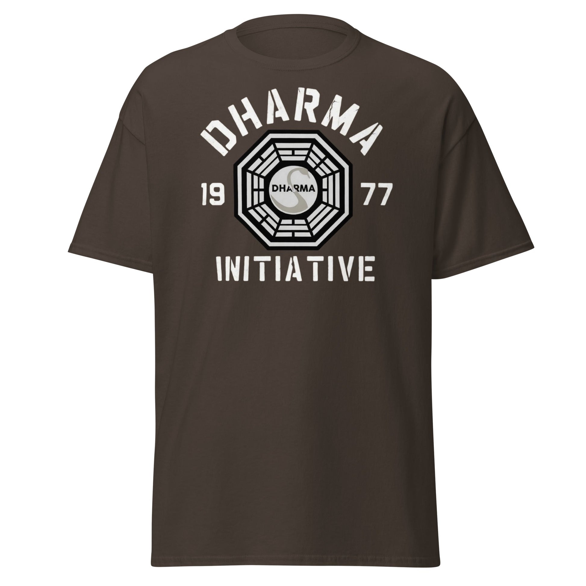 Dharma Initiative 1977 Swan Station T-Shirt | Lost TV Fan - Dark Chocolate - T-Shirts Online