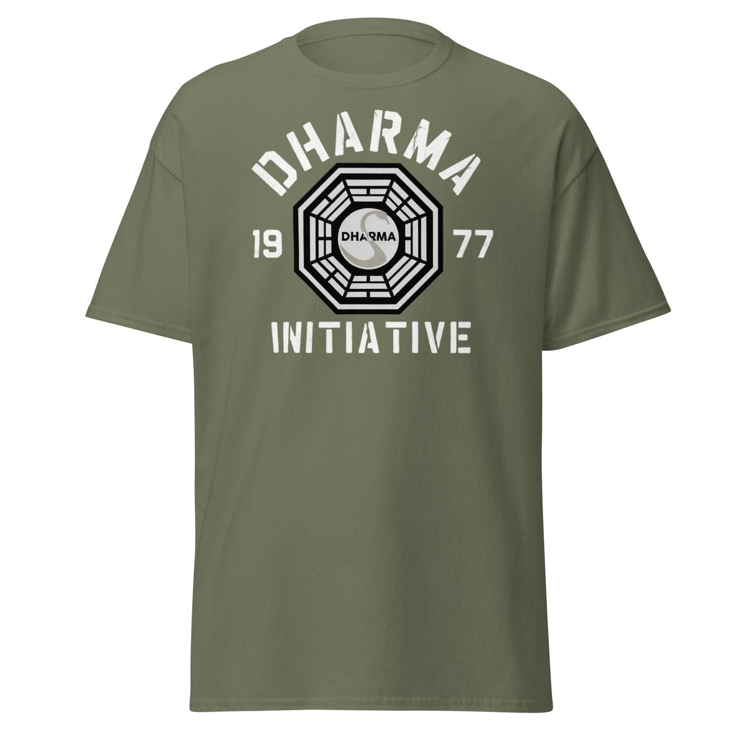 Dharma Initiative 1977 Swan Station T-Shirt | Lost TV Fan - Military Green - T-Shirts Online