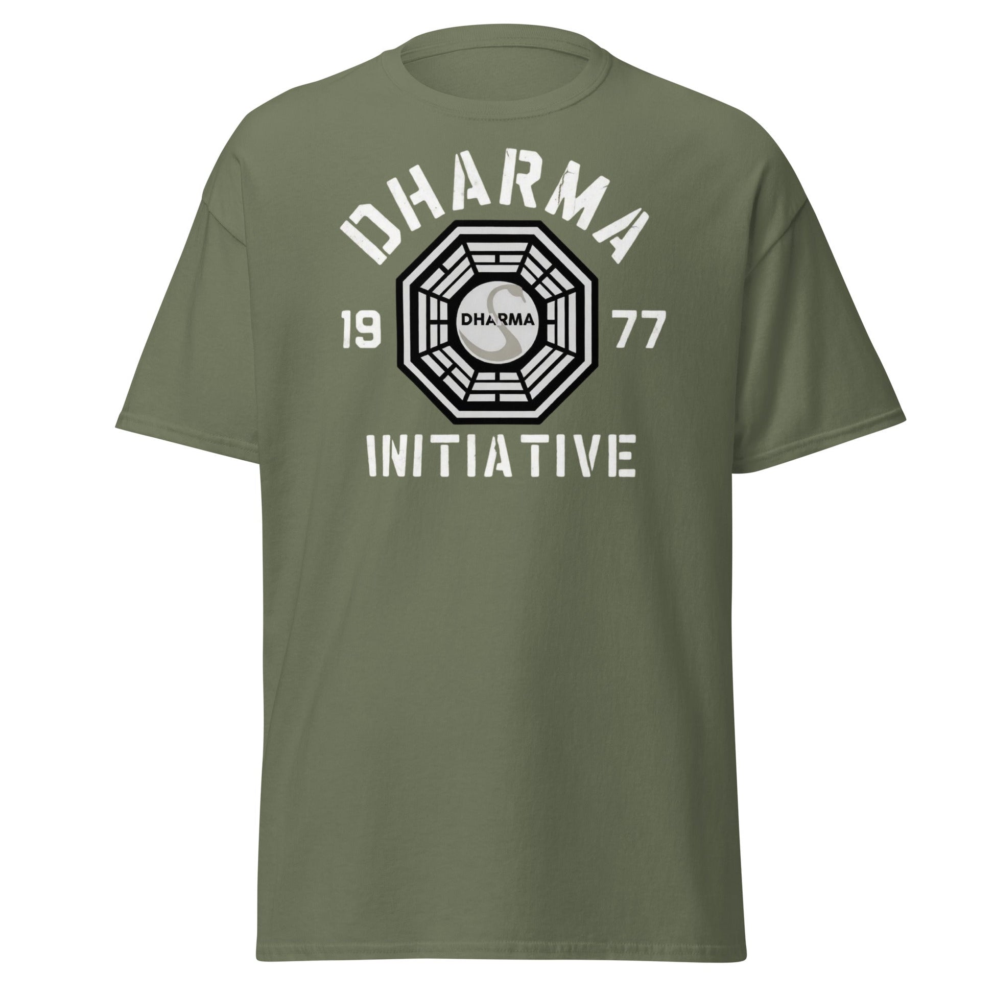 Dharma Initiative 1977 Swan Station T-Shirt | Lost TV Fan - Military Green - T-Shirts Online
