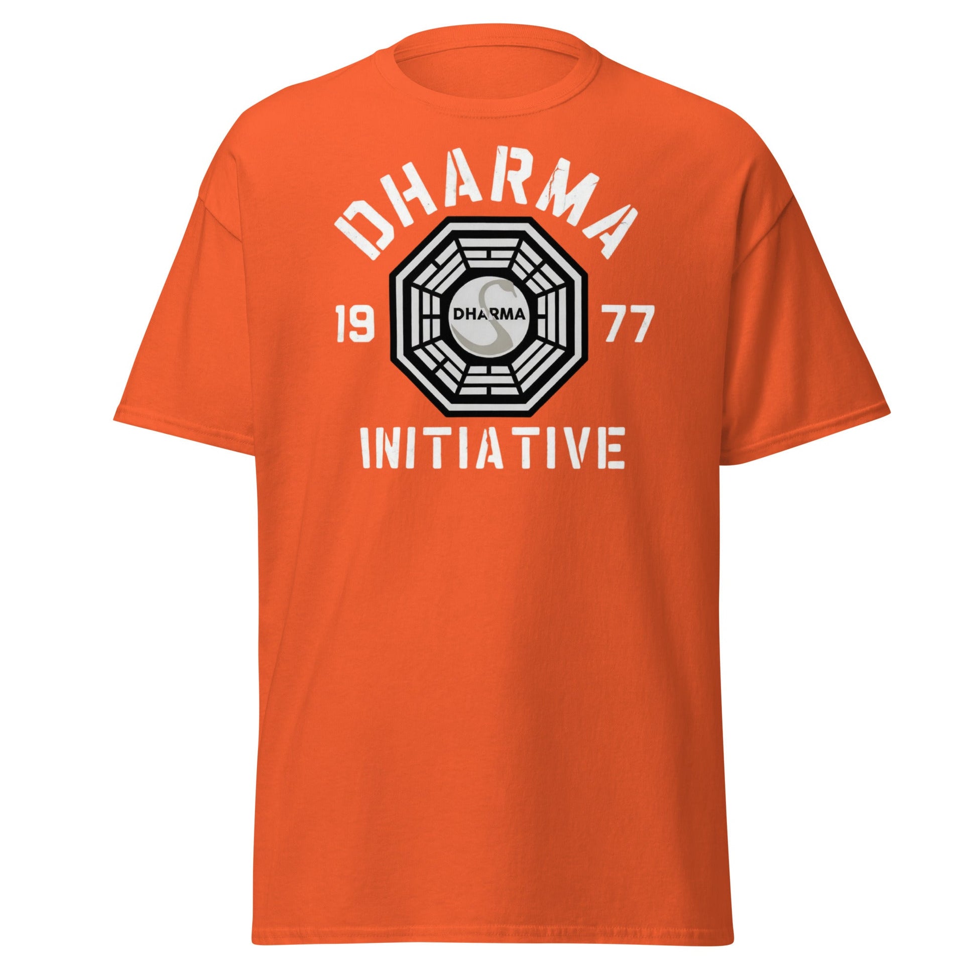 Dharma Initiative 1977 Swan Station T-Shirt | Lost TV Fan - Orange - T-Shirts Online