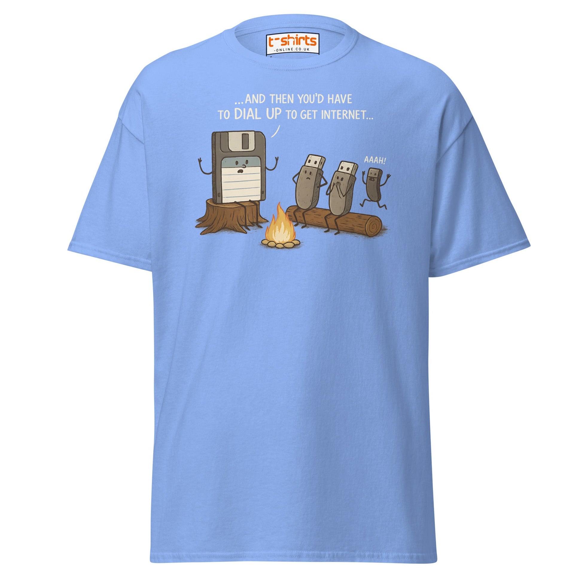 Dial - Up Campfire Story T-Shirt – Funny Tech Nerd Tee - Carolina Blue - T-Shirts Online