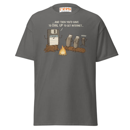 Dial - Up Campfire Story T-Shirt – Funny Tech Nerd Tee - Charcoal - T-Shirts Online