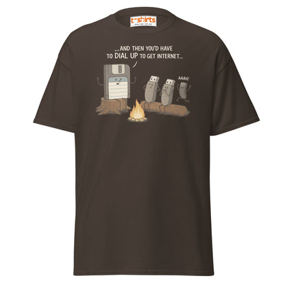 Dial - Up Campfire Story T-Shirt – Funny Tech Nerd Tee - Dark Chocolate - T-Shirts Online
