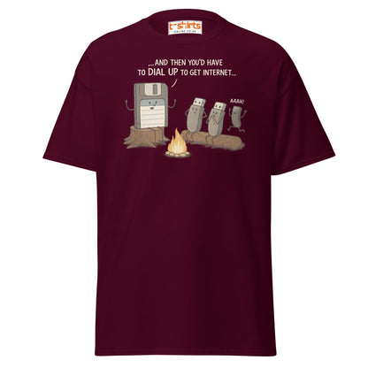 Dial - Up Campfire Story T-Shirt – Funny Tech Nerd Tee - Maroon - T-Shirts Online
