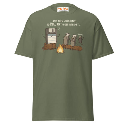 Dial - Up Campfire Story T-Shirt – Funny Tech Nerd Tee - Military Green - T-Shirts Online