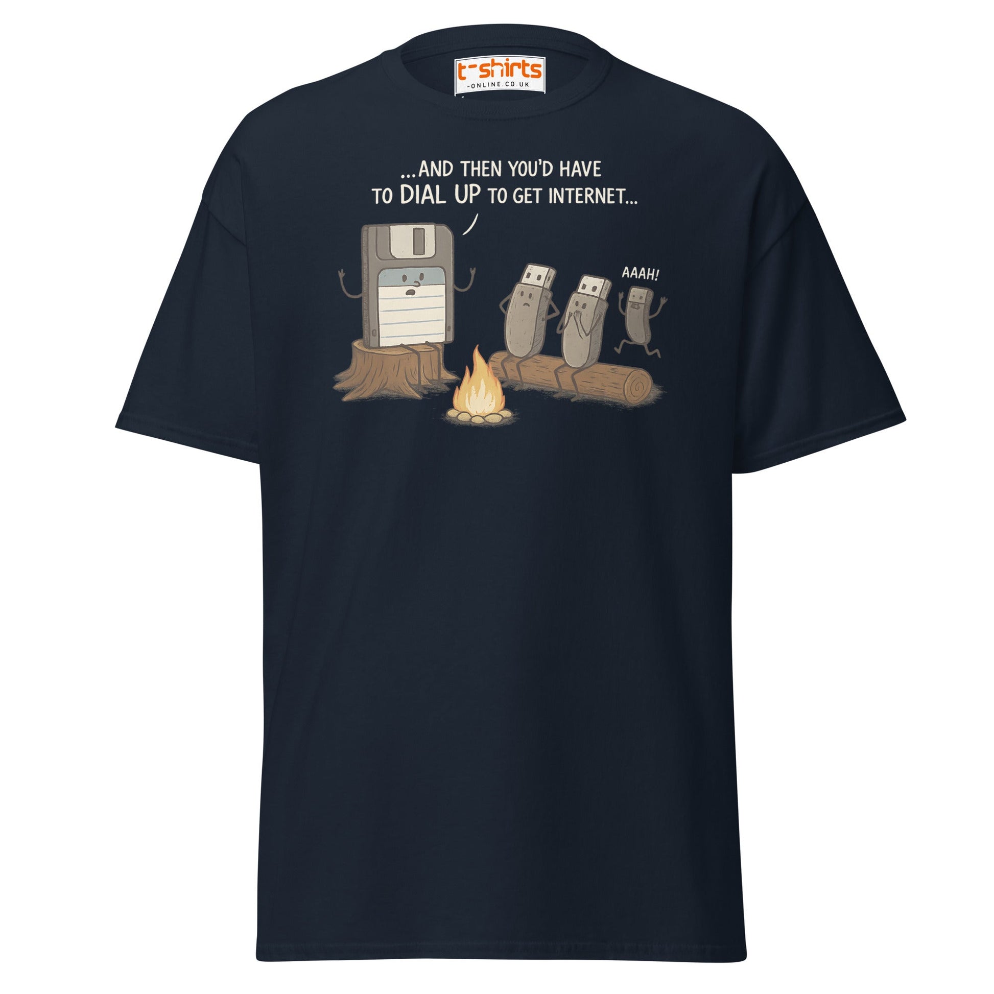 Dial - Up Campfire Story T-Shirt – Funny Tech Nerd Tee - Navy - T-Shirts Online