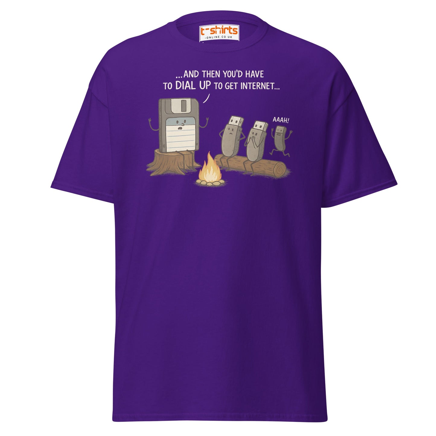 Dial - Up Campfire Story T-Shirt – Funny Tech Nerd Tee - Purple - T-Shirts Online