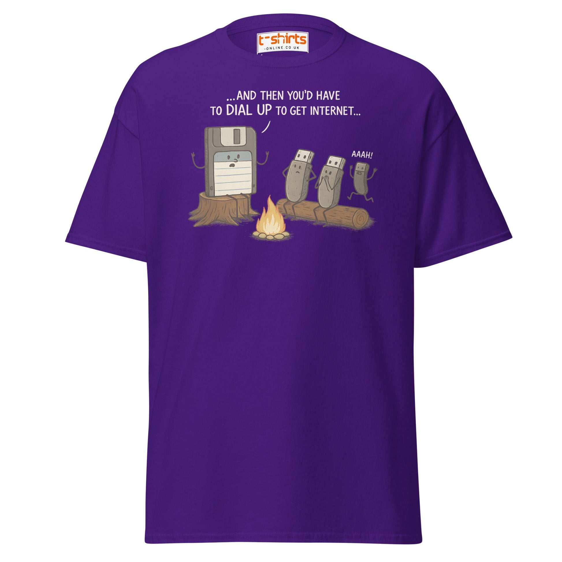 Dial - Up Campfire Story T-Shirt – Funny Tech Nerd Tee - Purple - T-Shirts Online