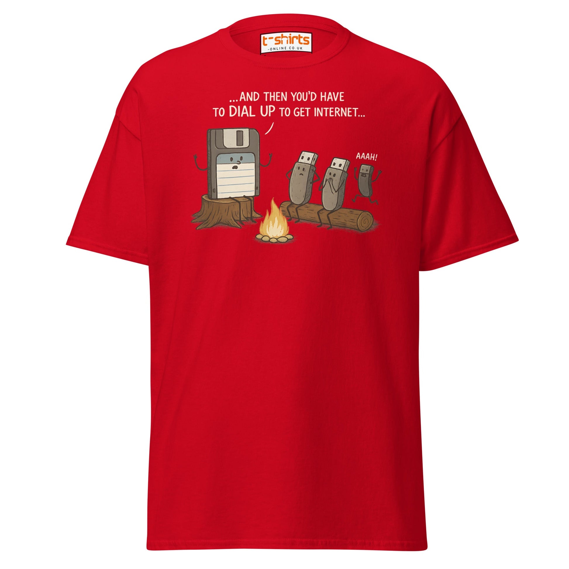 Dial - Up Campfire Story T-Shirt – Funny Tech Nerd Tee - Red - T-Shirts Online