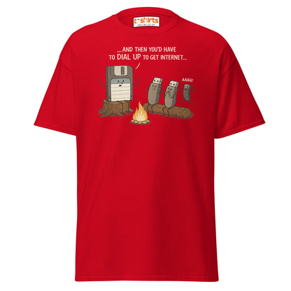 Dial - Up Campfire Story T-Shirt – Funny Tech Nerd Tee - Red - T-Shirts Online