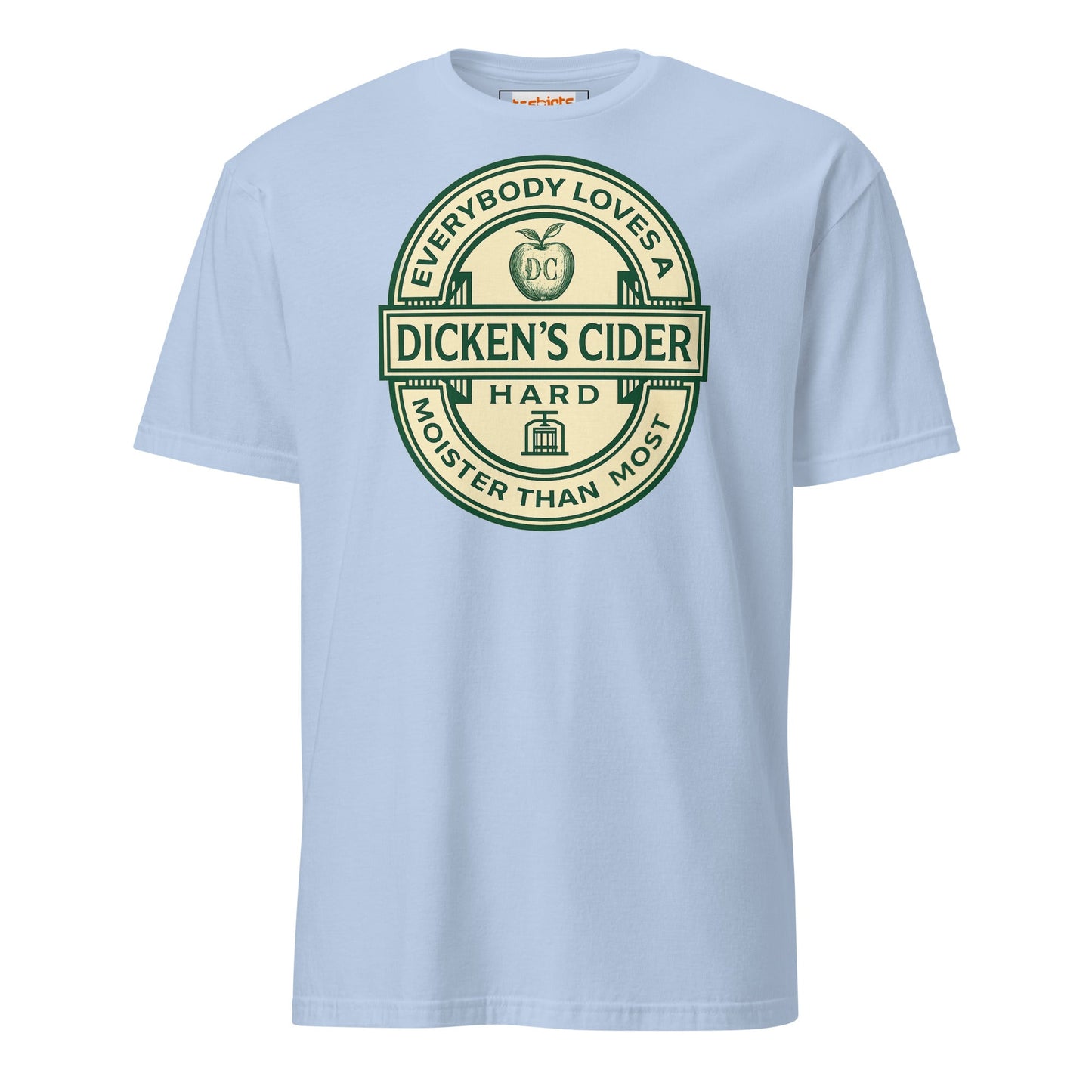 Dicken's Cider T-Shirt | Hilarious Adult Beverage Pun Tee - Light Blue - T-Shirts Online