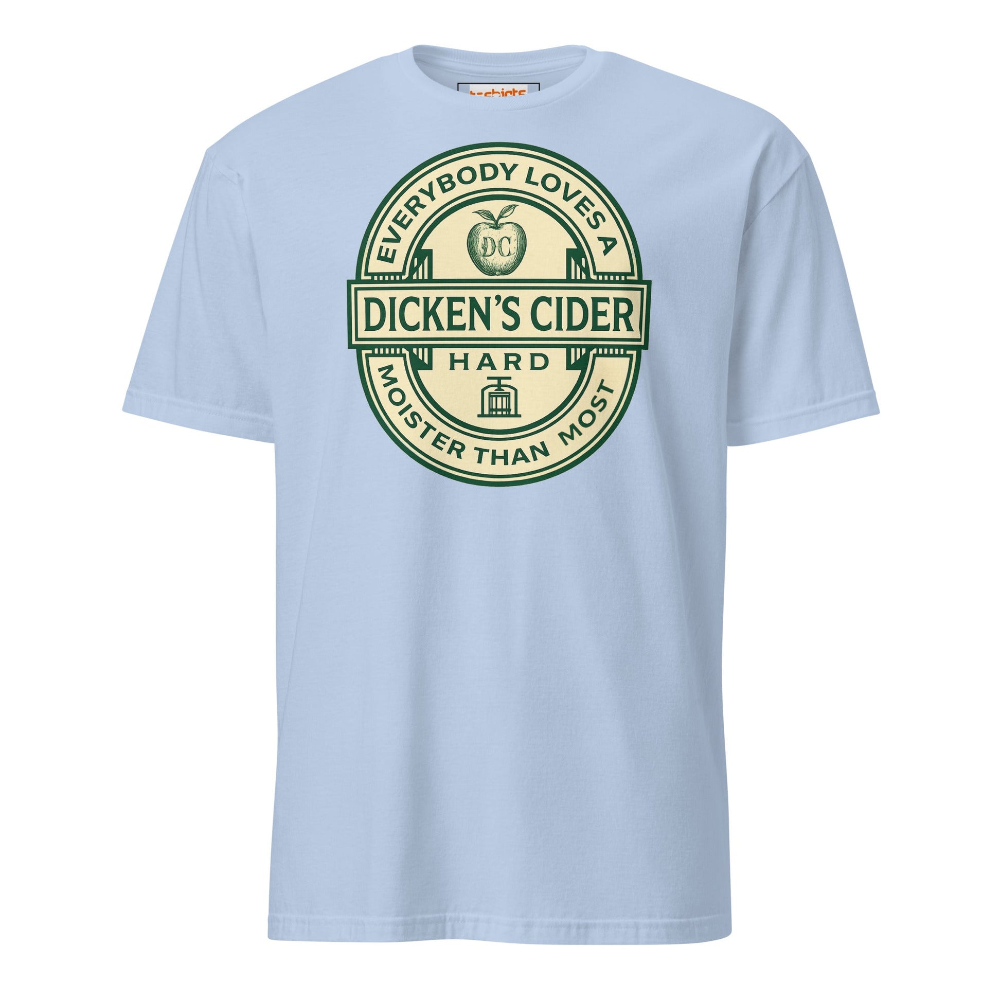 Dicken's Cider T-Shirt | Hilarious Adult Beverage Pun Tee - Light Blue - T-Shirts Online