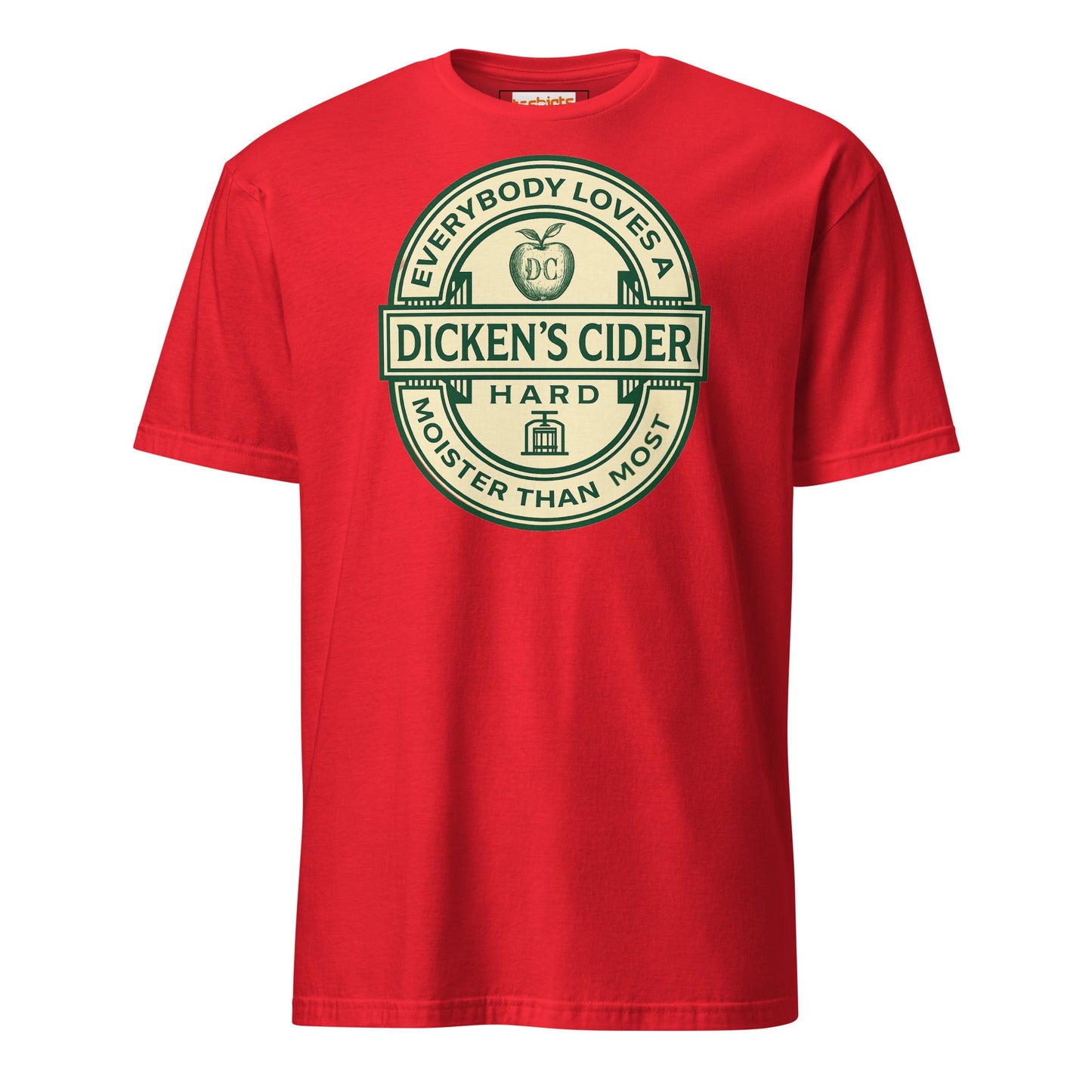 Dicken's Cider T-Shirt | Hilarious Adult Beverage Pun Tee - Red - T-Shirts Online