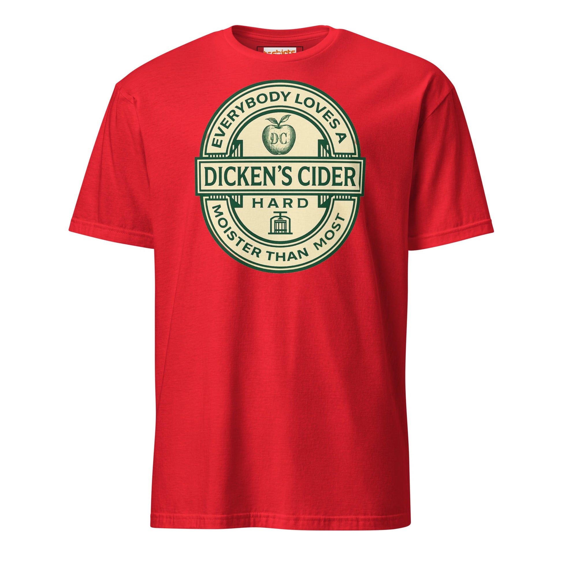 Dicken's Cider T-Shirt | Hilarious Adult Beverage Pun Tee - Red - T-Shirts Online