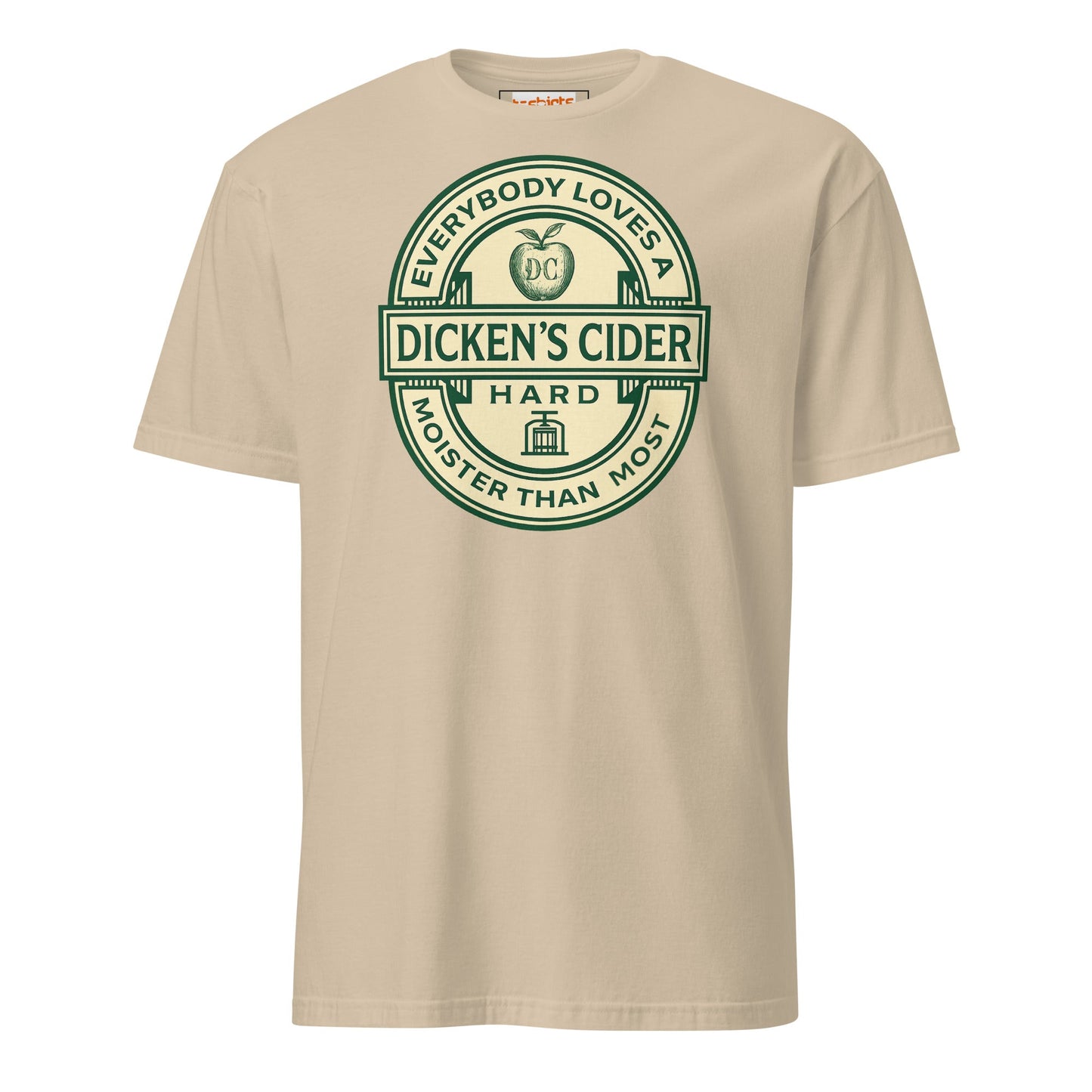 Dicken's Cider T-Shirt | Hilarious Adult Beverage Pun Tee - Sand - T-Shirts Online