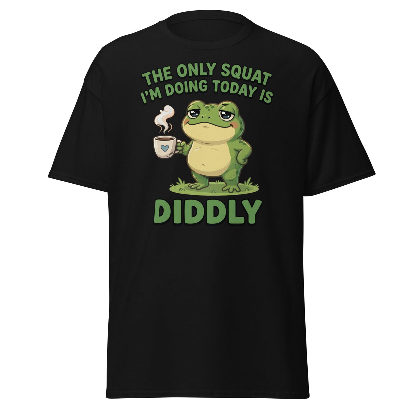 Diddly Squat Frog T-Shirt Funny Lazy Coffee Tee - Black - T-Shirts Online