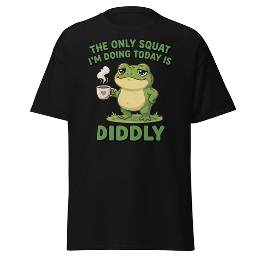 Diddly Squat Frog T-Shirt Funny Lazy Coffee Tee - Black - T-Shirts Online