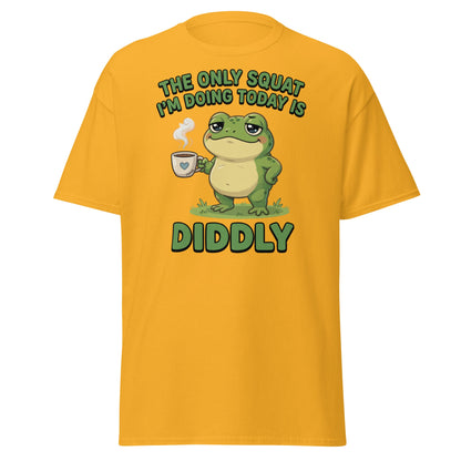Diddly Squat Frog T-Shirt Funny Lazy Coffee Tee - Gold - T-Shirts Online