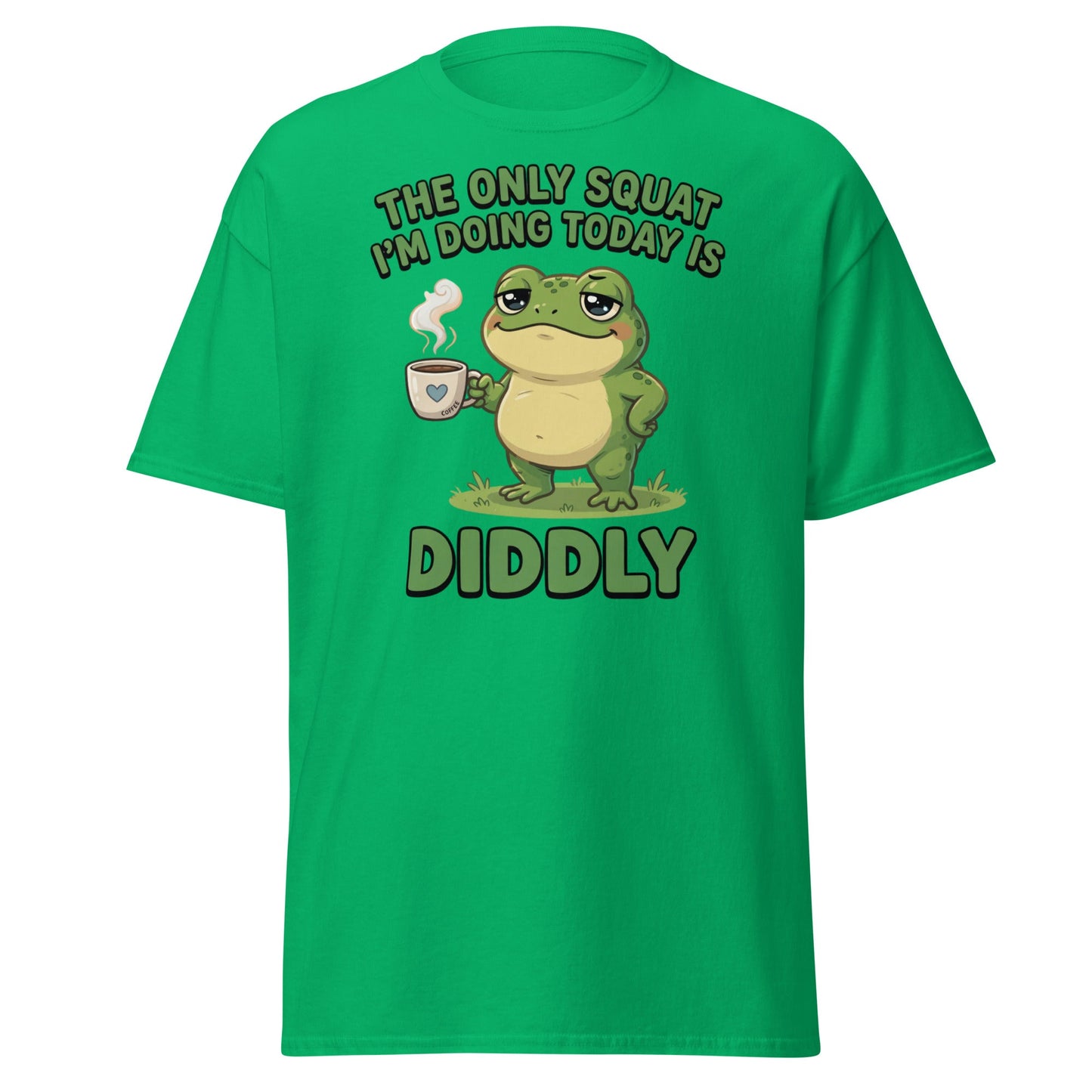 Diddly Squat Frog T-Shirt Funny Lazy Coffee Tee - Irish Green - T-Shirts Online