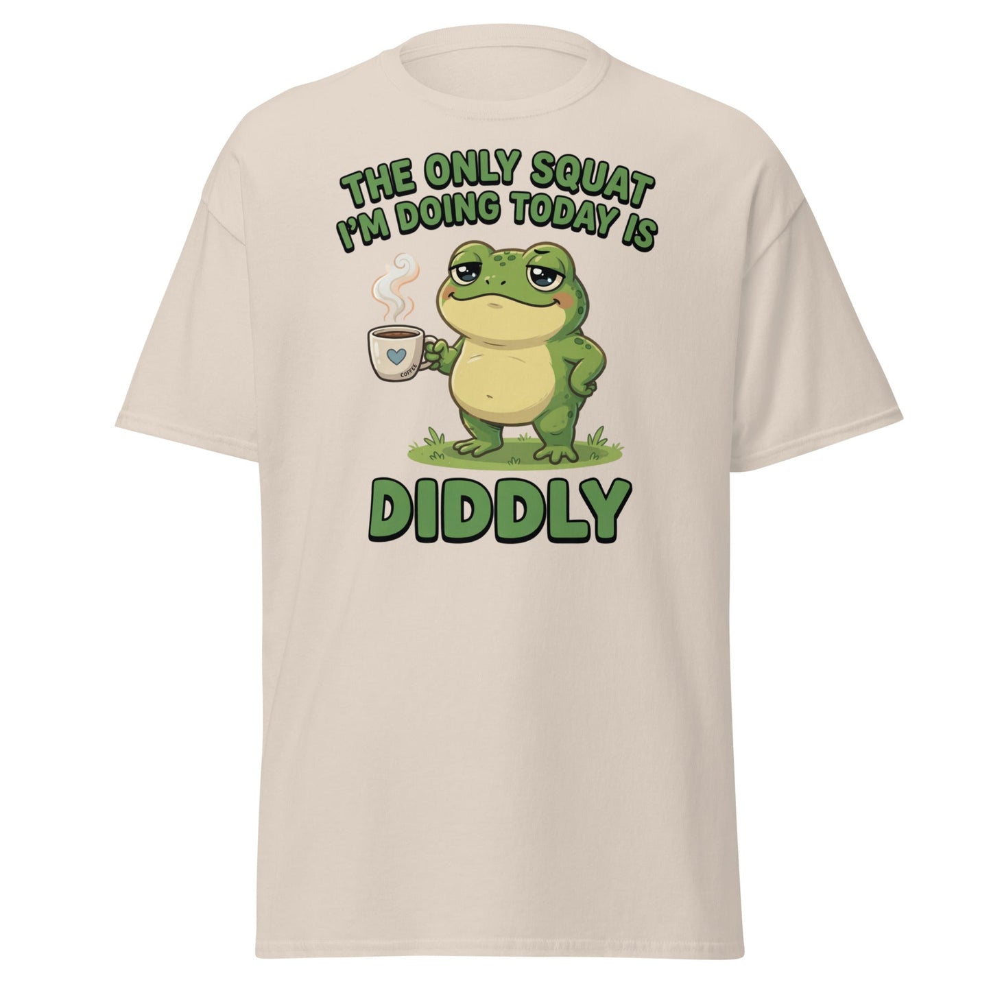Diddly Squat Frog T-Shirt Funny Lazy Coffee Tee - Natural - T-Shirts Online