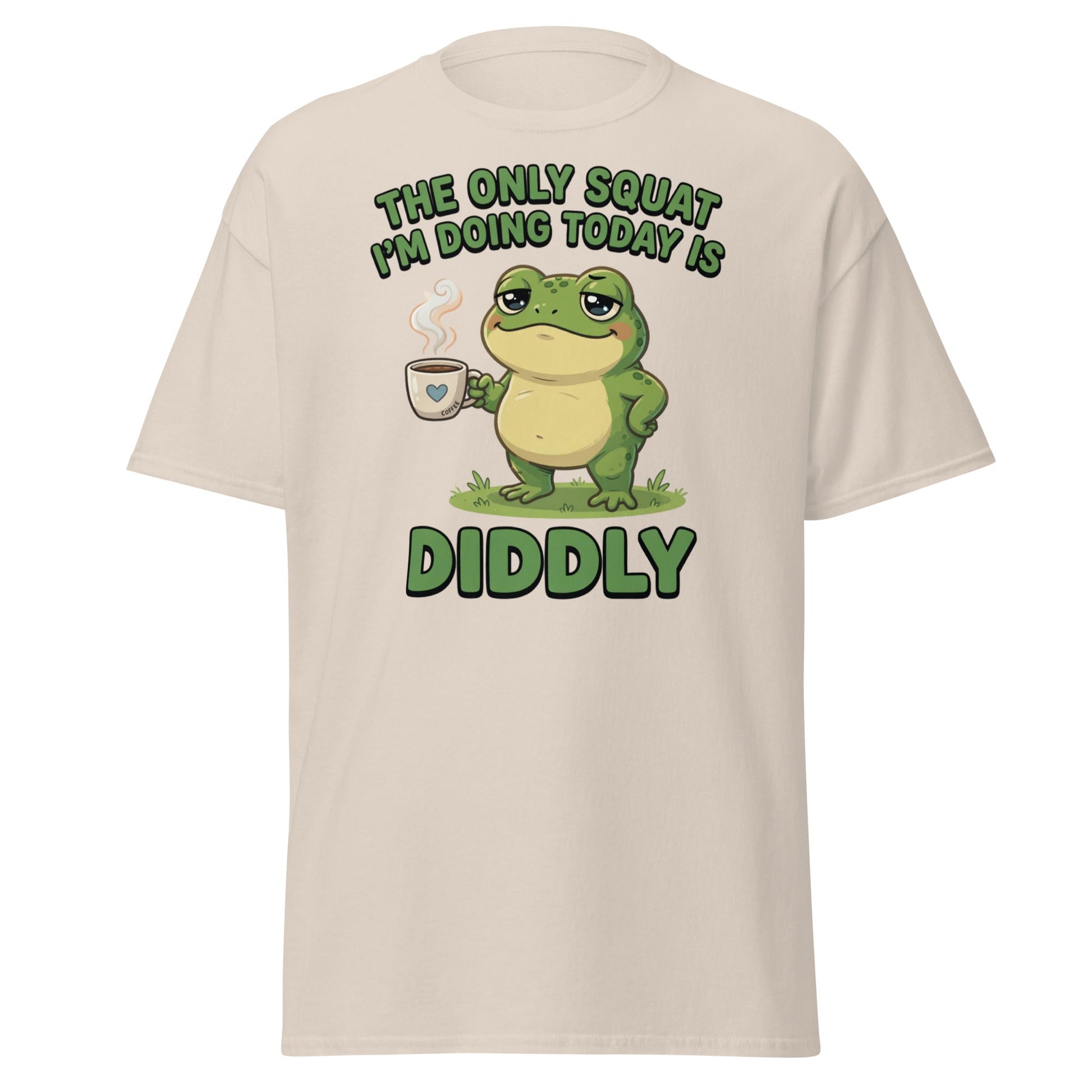 Diddly Squat Frog T-Shirt Funny Lazy Coffee Tee - Natural - T-Shirts Online